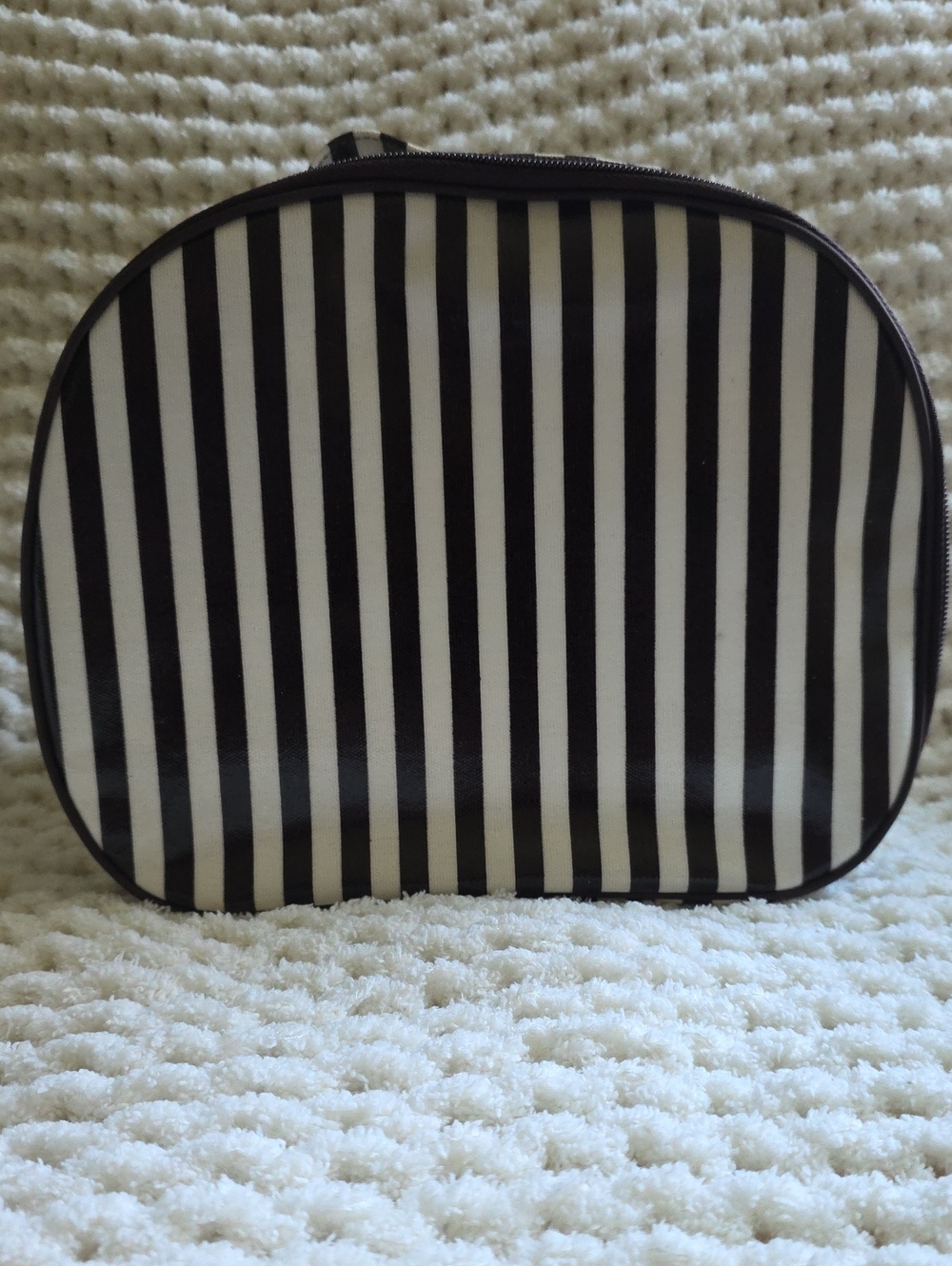 Henri Bendel Brown and White Striped Travel Case
